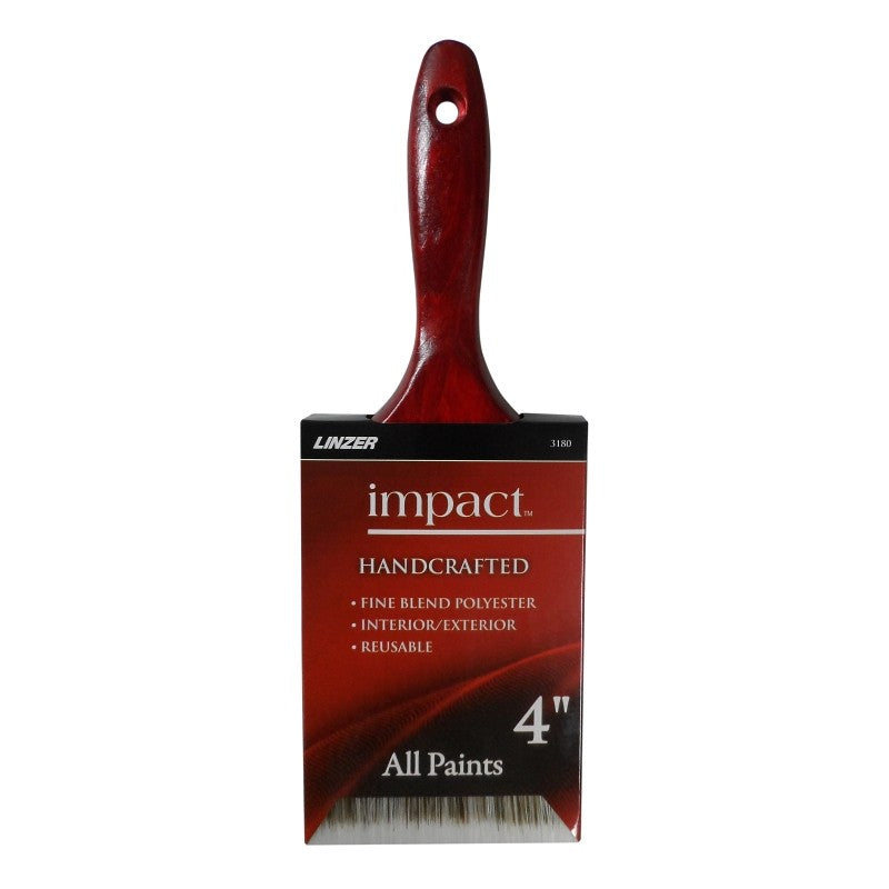 Linzer 3180-4 Paint Brush, Natural/Sable Brown, Wood Handle, 4 in W, 3-1/2 in L Bristle, Polyester Bristle