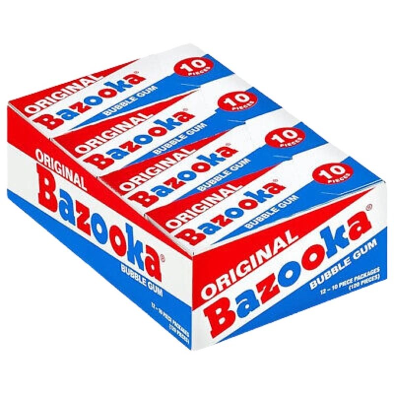 Bazooka 569618 Chewing Gum, Blue Raspberry, 2.11 oz Pack (Pack of 12)