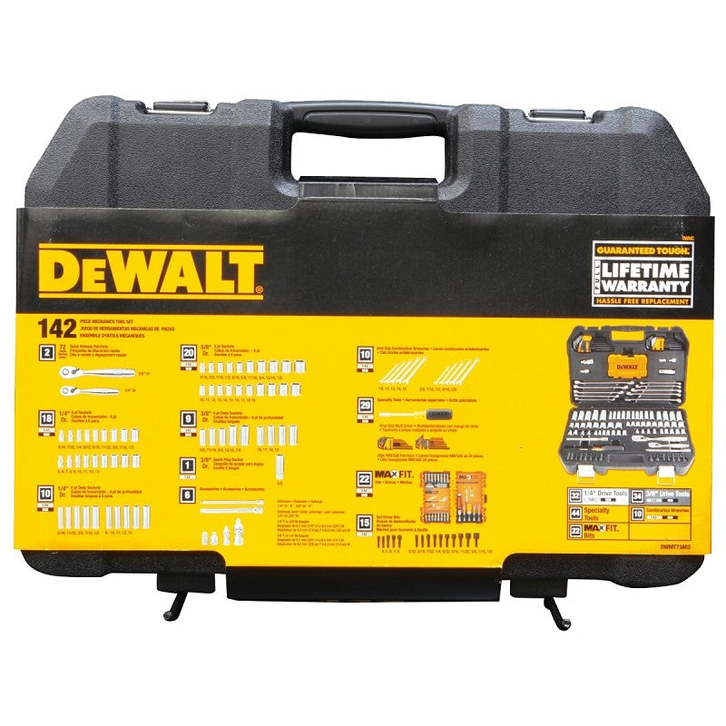 DEWALT DWMT73802 Mechanic's Tool Set, 142-Piece, Chrome Vanadium, Polished Chrome Vanadium