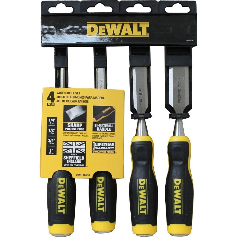 DEWALT DWHT16063 Chisel Set, 4-Piece, Black/Yellow