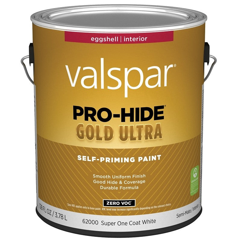 Valspar Pro-Hide Gold Ultra 6200 Series 028.0062000.007 Interior Paint, Acrylic, Super One Coat White, Eggshell (Pack of 4)