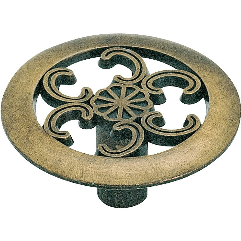 Amerock 890ABS Cabinet Knob, 3/4 in Projection, Traditional, 1-1/2 in, Zinc, Antique Brass
