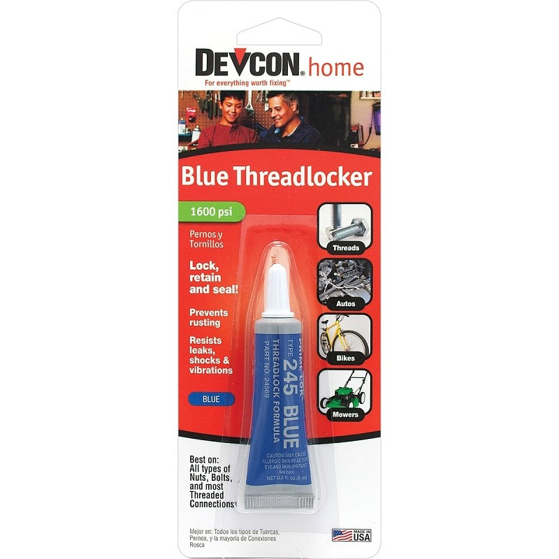 Devcon 24345 Threadlocker, Liquid, Mild, Blue, 0.2 oz, Bottle