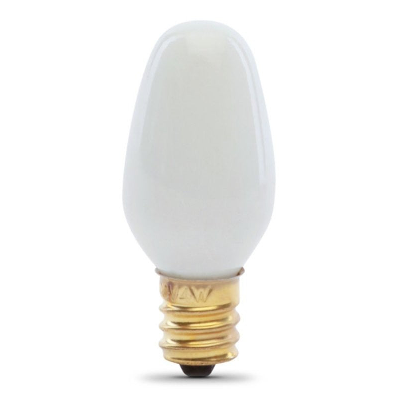 Feit Electric BP4C7/W/4 Incandescent Lamp, White Lamp, 4 W, Candelabra E12 Lamp Base, 2700 K Color Temp