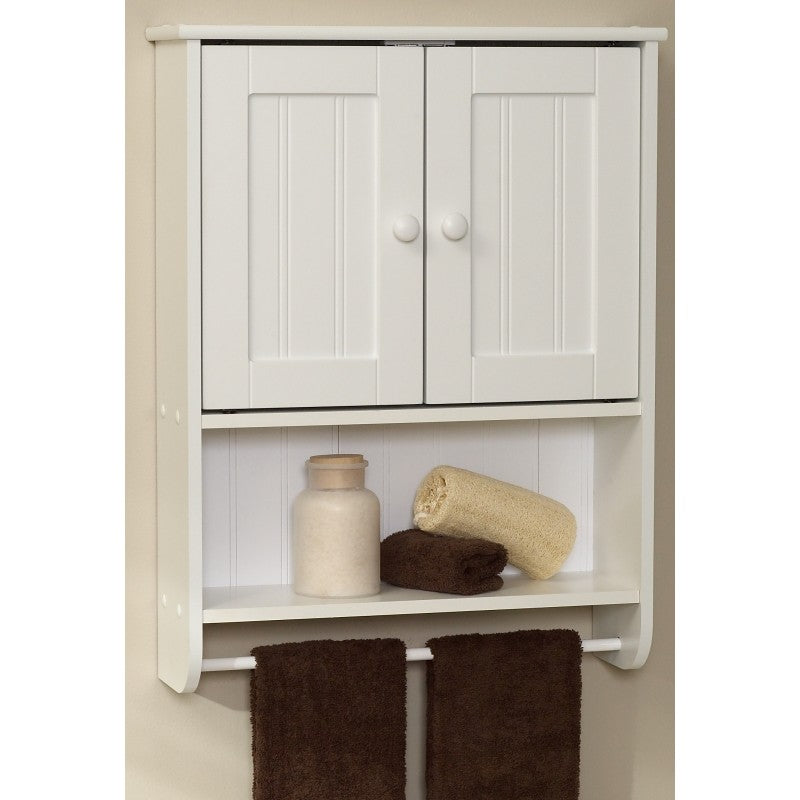 Zenna Home Cottage 9114W Bathroom Cabinet, 2-Door, 1-Shelf, Wood, White
