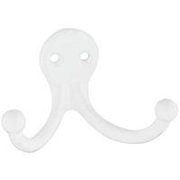 Double Prong Robe Hooks White 2 Pack