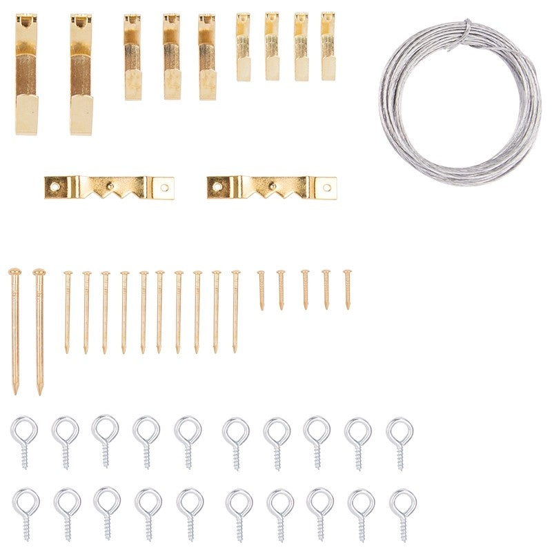 ProSource PH-82109-PS Picture Hanger Kit, Steel, Brass, Brass, 39-Piece