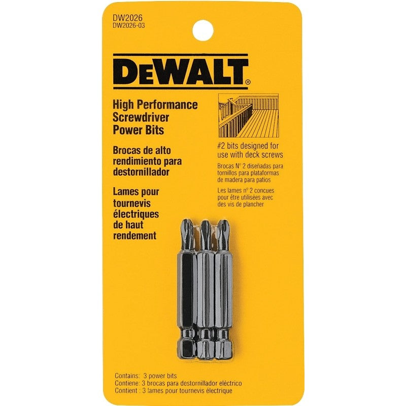 DEWALT DW2026 Z Power Bit, #2 Drive, Phillips Drive, 1/4 in Shank, Hex Shank, 2 in L, Steel