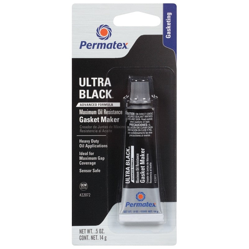 Permatex Ultra Black 22072 Gasket Maker, 0.5 oz Tube, Paste, Mild