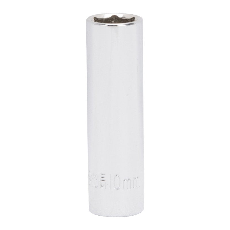 Vulcan MT6487808 Drive Socket, 10 mm Socket, 1/4 in Drive, 6-Point, Chrome Vanadium Steel, Chrome