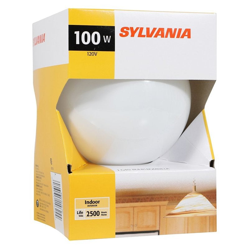 Sylvania 15793 Incandescent Lamp, 100 W, G40 Lamp, Medium E26 Lamp Base, 1050 Lumens, 2850 K Color Temp