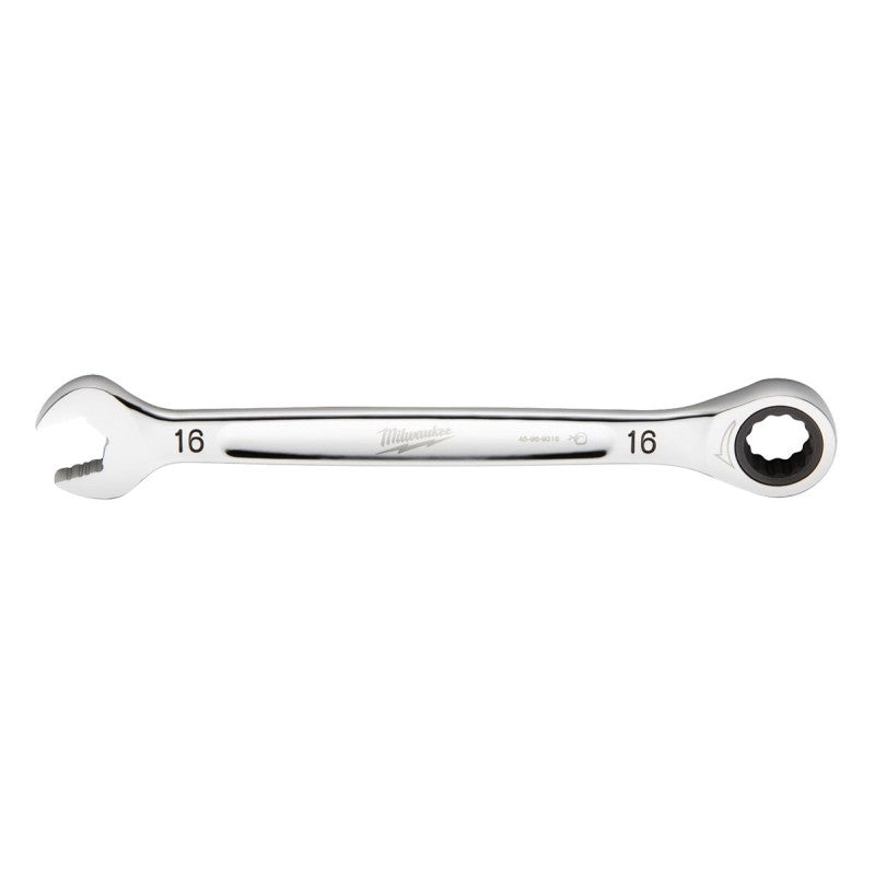 Milwaukee 45-96-9316 Ratcheting Combination Wrench, Metric, 16 mm Head, 8.58 in L, 12-Point, Steel, Chrome