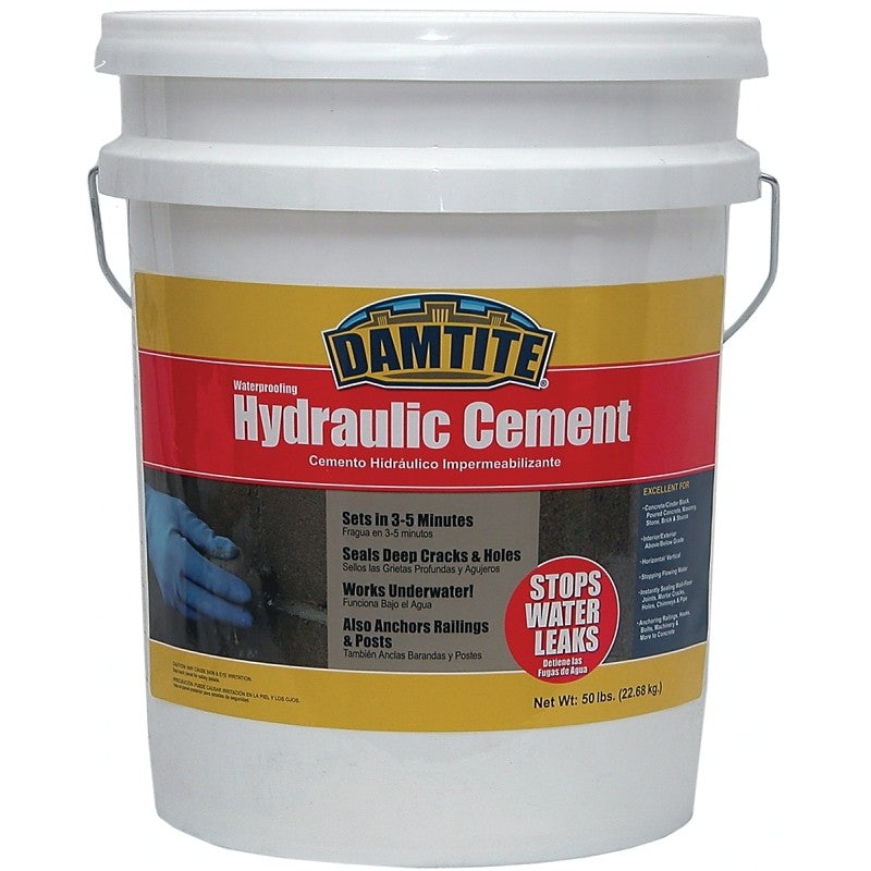 Damtite 07502 Hydraulic Cement, Gray, Powder, 50 lb Pail