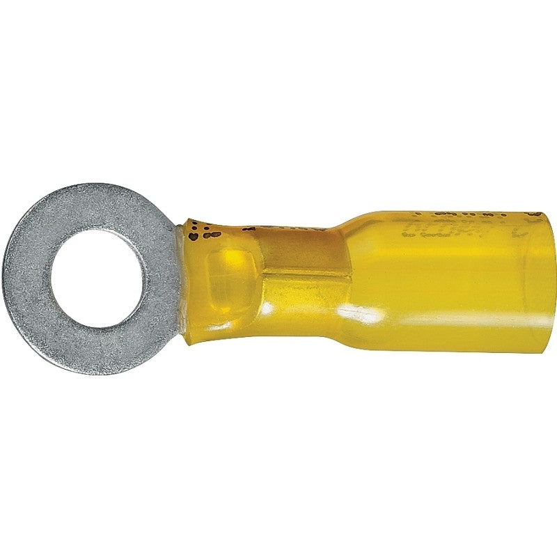 Gardner Bender Xtreme AMT-106 Ring Terminal, 600 V, 12 to 10 AWG Wire, #8 to 10 Stud, Nylon Insulation, Yellow