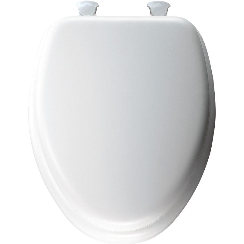 Mayfair 115EC-00 Toilet Seat with Cover, Elongated, Vinyl/Wood, White, Twist Hinge