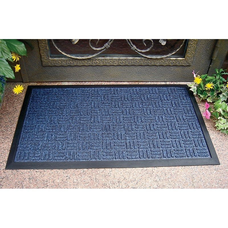 Simple Spaces 06ABSHE-11-3L Door Mat, 30 in L, 18 in W, Non-Woven Surface, Blue