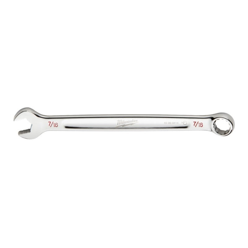 Milwaukee 45-96-9414 Combination Wrench, SAE, 7/16 in Head, 6-1/2 in L, 12-Point, Steel, Chrome