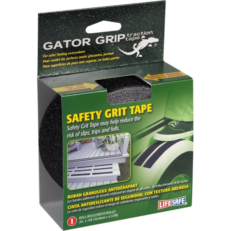 Incom RE3951 Safety Grit Tape, 15 ft L, 2 in W, PVC Backing, Black