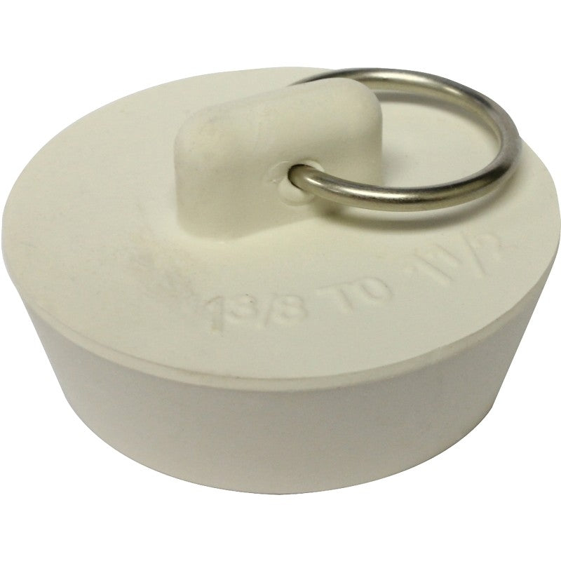 Plumb Pak Duo Fit Series PP820-39 Drain Stopper, Rubber, White, For: 1-3/8 in to 1-1/2 in Sink (Pack of 6)