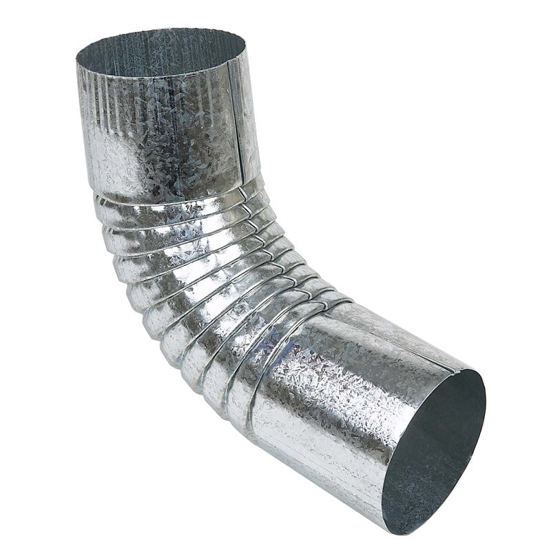Amerimax PR63P3 75 deg Plain Gutter Elbow, 3 in Gutter, Steel, Metallic