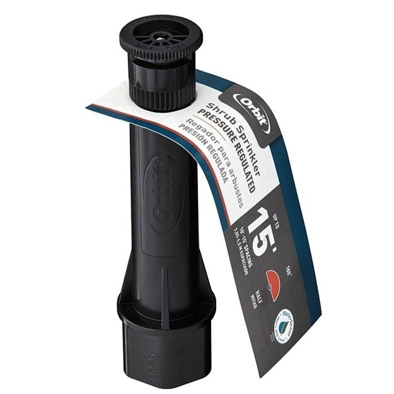 Orbit 54272 Shrub Head Sprinkler, Part-Circle, 1.23 gpm, 1/2 in Connection, Female, 1 to 10 ft, Plastic