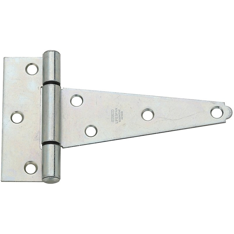 National Hardware N129-239 T-Hinge, 5-1/2 in W Frame Leaf, 1.993 in H Frame Leaf, Steel, Zinc, Tight Pin, 18 lb
