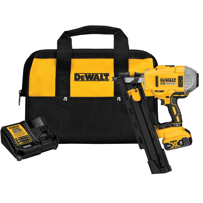 DEWALT DCN21PLM1 Framing Nailer Kit, Battery Included, 20 V, 4 Ah, 48 Magazine, 21 deg Collation, Plastic Collation
