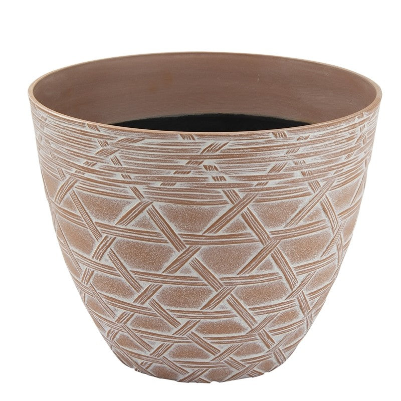 Landscapers Select S18040913-05 Arabesque Planter, 12-1/2 in Dia, 10 in H, Round, High-Density Resin, White Wash (Pack of 6)