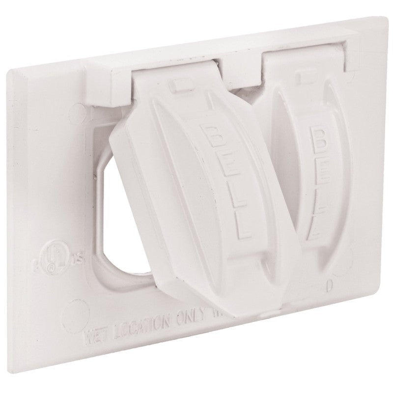 Hubbell 5180-6 Cover, Flip, Snap, 2-13/16 in L, 4-9/16 in W, 1-Gang, Metal, White, Powder-Coated, 6/CD