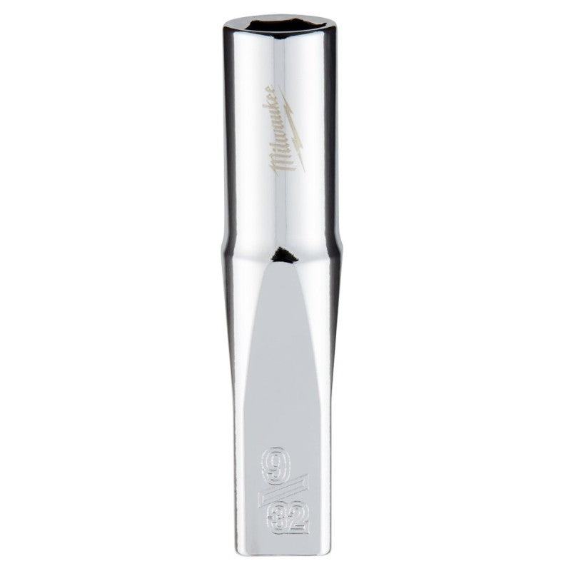 Milwaukee 45-34-9015 Socket, 9/32 in Socket, Deep Socket, 2.559 in OAL, 1/4 in Drive, 6-Point, Chrome Vanadium Steel