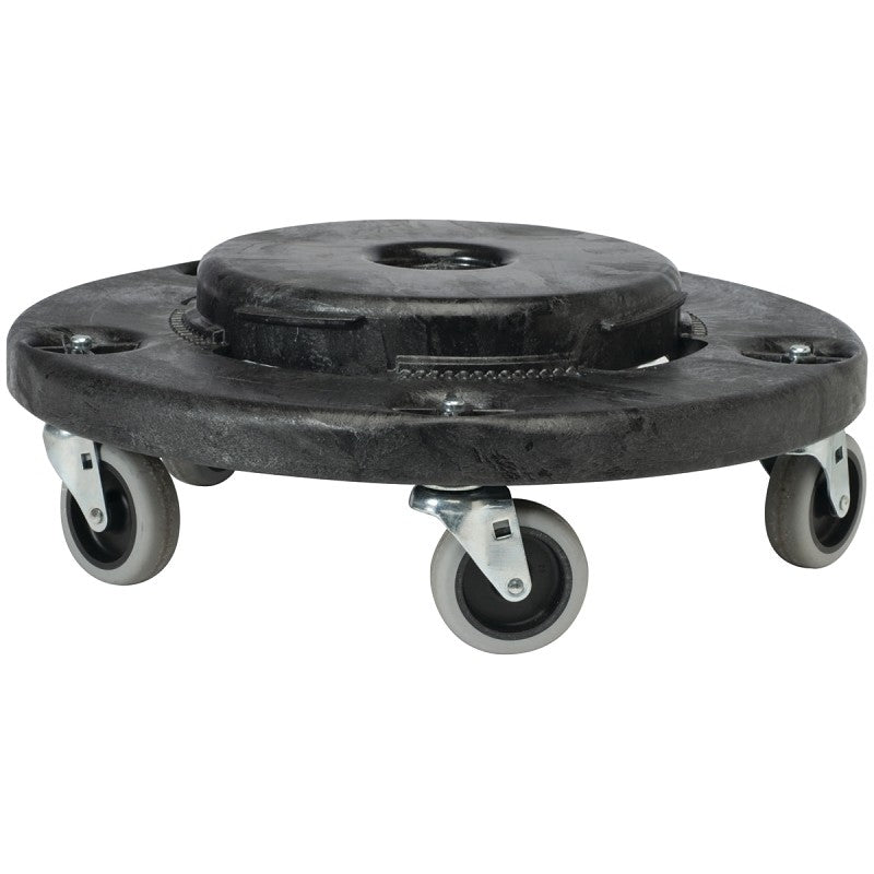 Rubbermaid FG264020BLA Trash Can Dolly, 350 lb, Plastic, Black (Pack of 2)