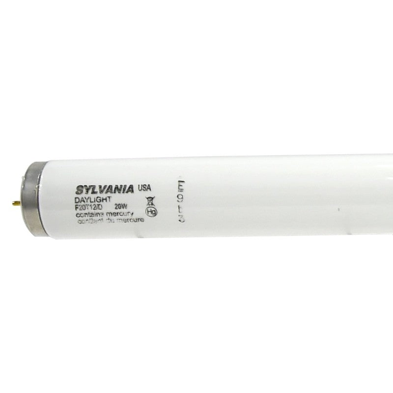 Sylvania S6566 Fluorescent Bulb, 20 W, T12 Lamp, Medium Bi-Pin, G13 Lamp Base, 1075 Lumens, 6500 K Color Temp, Daylight (Pack of 30)