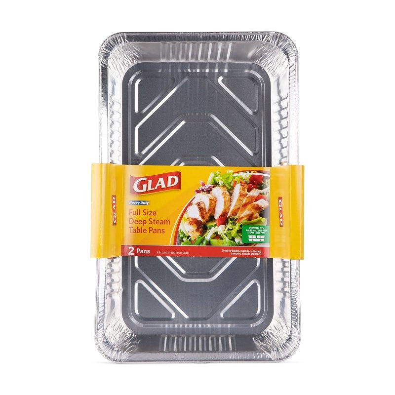 Glad BBP21178 Disposable Steam Pan, Aluminum, Silver, 20-1/2 in L, 12-1/2 in W, 2-3/4 in H, Dishwasher Safe: No (Pack of 24)