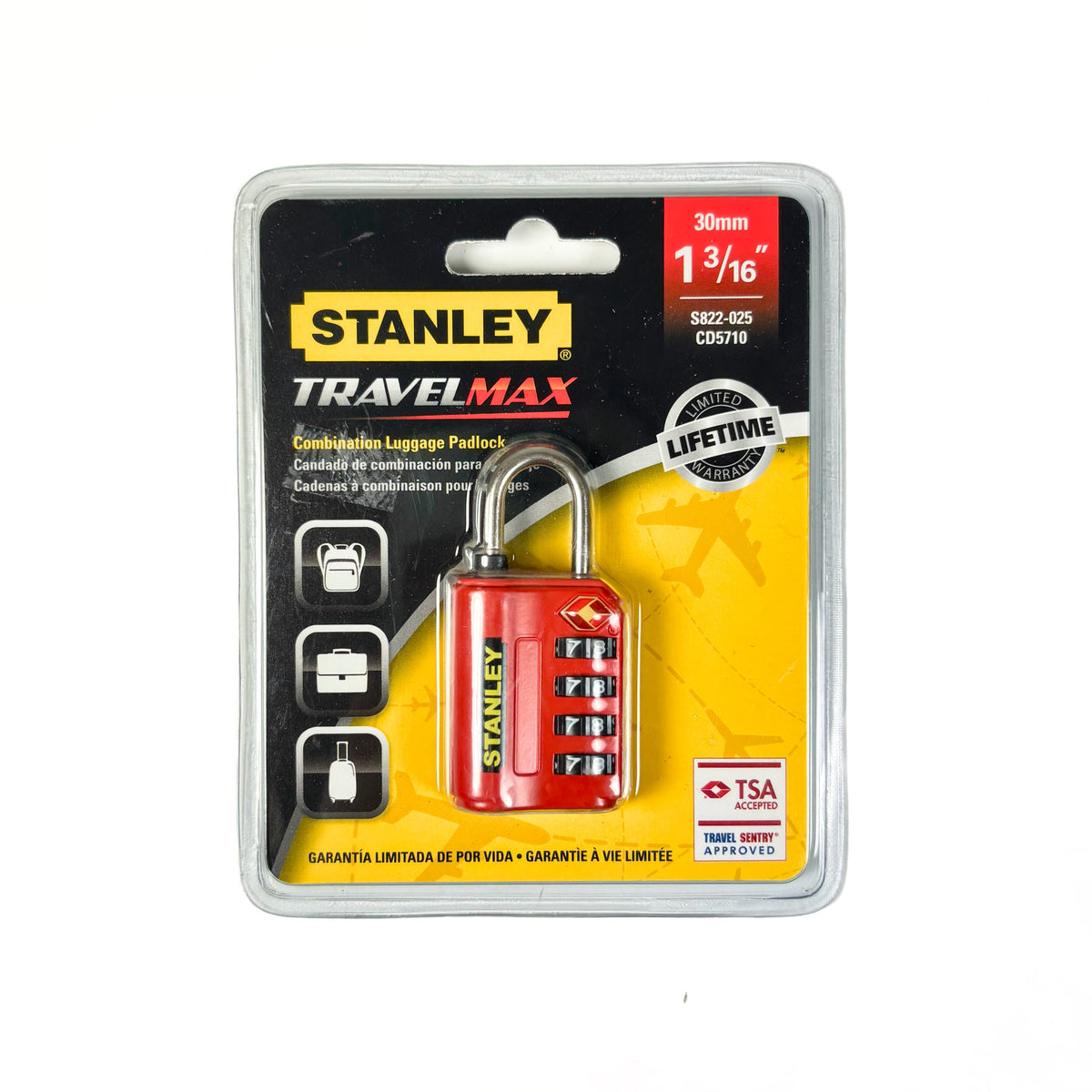 TSA Approved 4 Digit Luggage Padlock 1-3/16 Inch (30MM) Wide Red