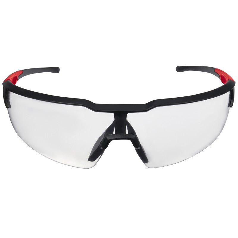 Milwaukee 48-73-2012 Safety Glasses, Clear Lens, Black/Red Frame, Unisex, Anti-Fog Lens, Polycarbonate Lens