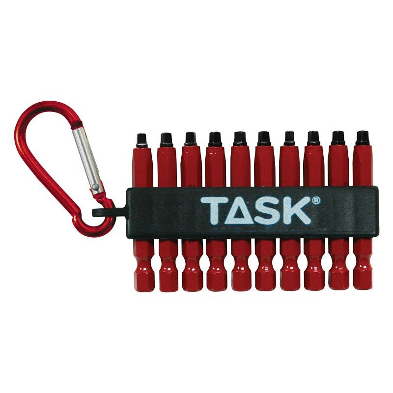 Task T67916 Carabiner Clip Set, 10-Piece, Steel, Red