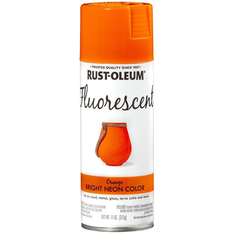 Rust-Oleum 342568 Specialty Paint, Flat/Matte, Fluorescent Orange, 11 oz, Aerosol Can