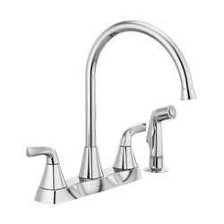 Peerless Parkwood Series P2835LF Two Handle Kitchen Faucet, 1.5 gpm, 4-Faucet Hole, Chrome Plated, 8 in Faucet Centers