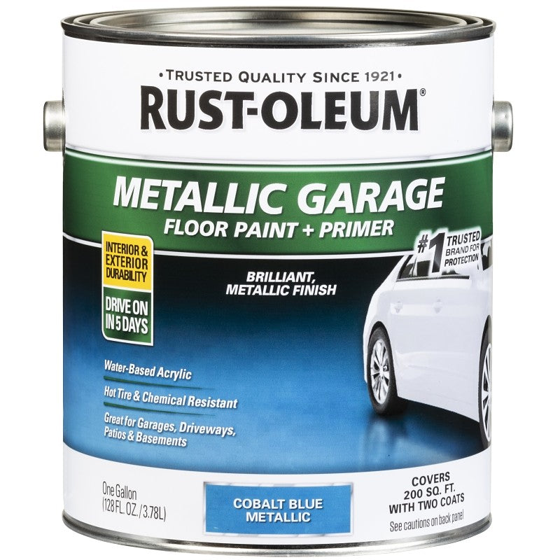 RUST-OLEUM 349354 Concrete and Garage Floor Paint, Metallic, Cobalt Blue, 1 gal (Pack of 2)