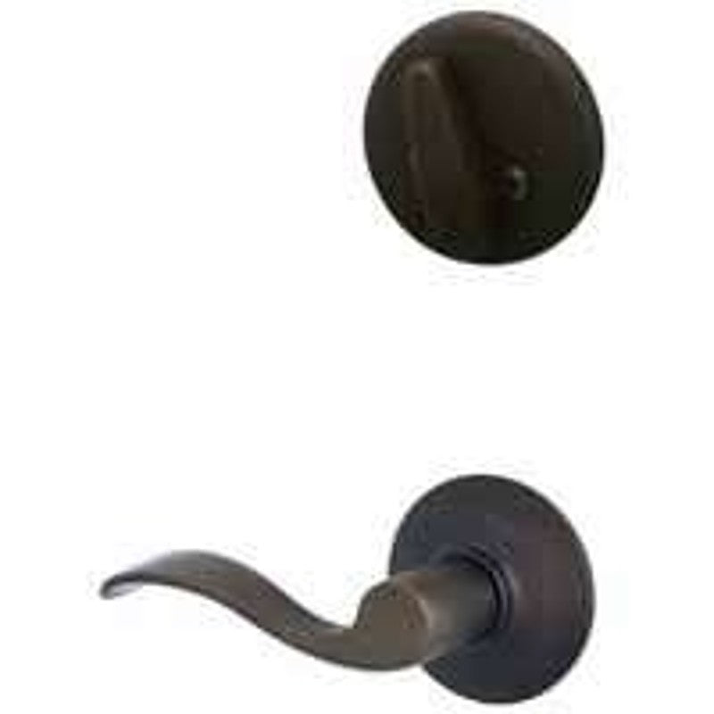 Schlage F59ACC716LH Handleset Interior Trim, Wave, Metal, Aged Bronze, 1 Grade, Thumbturn Lock, Keyed Different Key