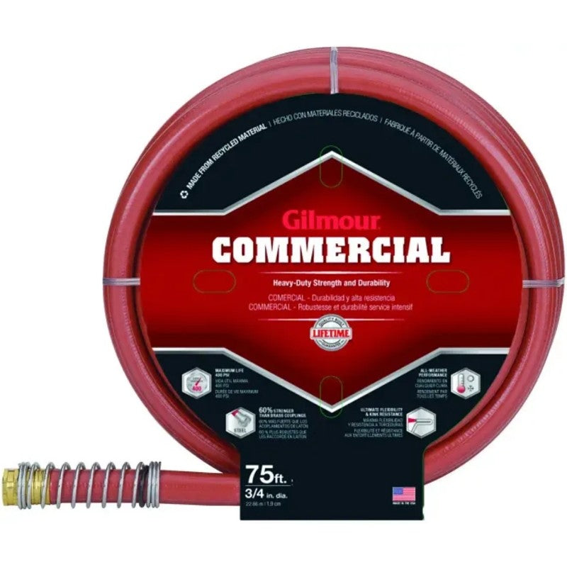 Gilmour 840751 Garden Hose, 75 ft L, Rubber/Vinyl, Red