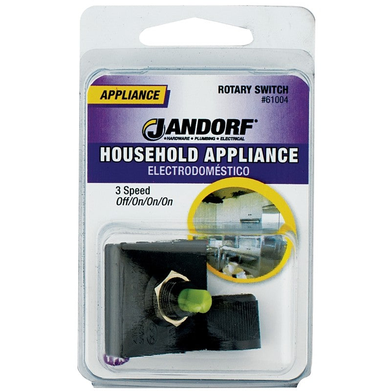 Jandorf 61004 Rotary Switch, 3 A, 125 V, TPST, Black