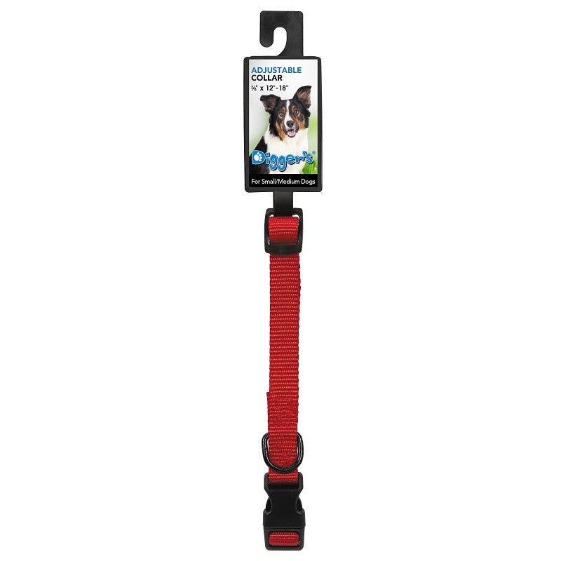 Digger's 2938001 Adjustable Collar, 12 to 18 in L Collar, 5/8 in W Collar, Red