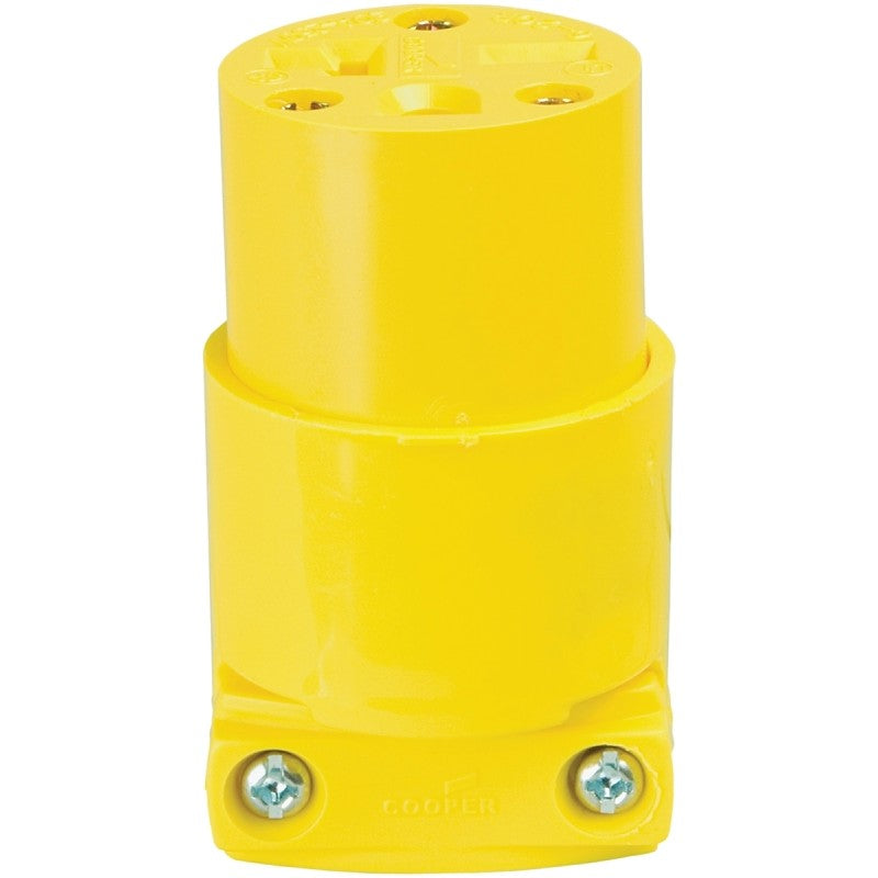 Eaton Wiring Devices 4229-BOX Armored Connector, 2 -Pole, 20 A, 250 VAC, Screw, NEMA: NEMA 6-15R, Yellow