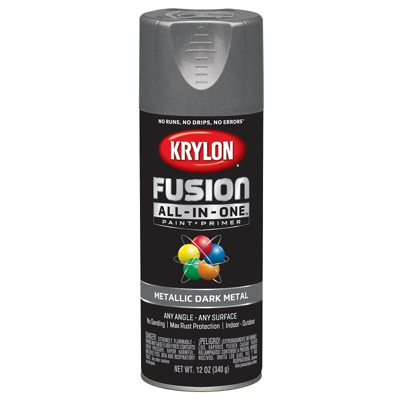 Krylon K02769007 Spray Paint, Metallic, Dark Metal, 12 oz, Can