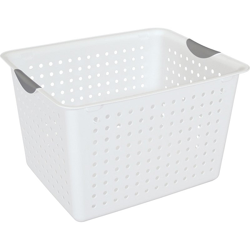 Sterilite Ultra 16288006 Storage Basket, 2 cu-ft Capacity, Plastic, White (Pack of 6)