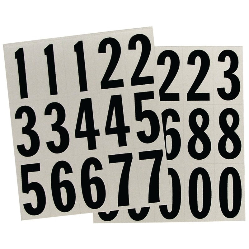 Hy-Ko MM-22N Packaged Number Set, 2 in H Character, Black Character, White Background, Vinyl (Pack of 10)