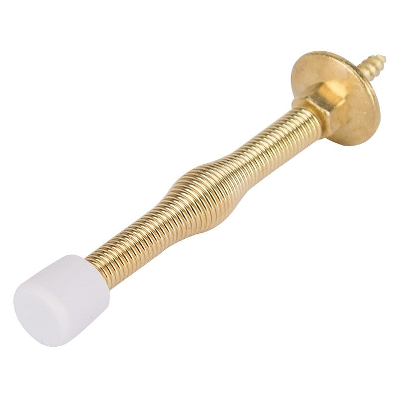 ProSource H61-Z010-PS Light-Duty Door Stop, 3/4" in Dia Base, 3 in Projection, Plastic & Steel, Polished Brass