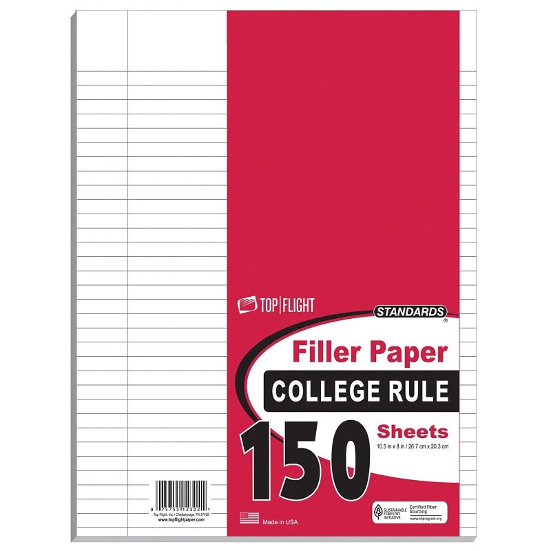 Top Flight 4314212 Filler Paper, 10-1/2 in x 8 in, White (Pack of 24)