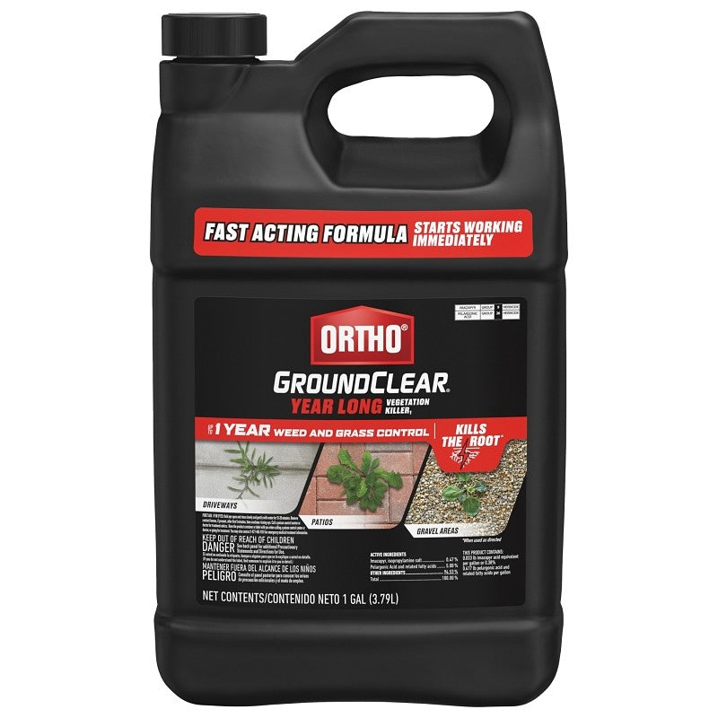 Ortho GroundClear Year Long 0433710 Concentrate Vegetation Killer, Liquid, Clear Light Green, 2 gal Bottle